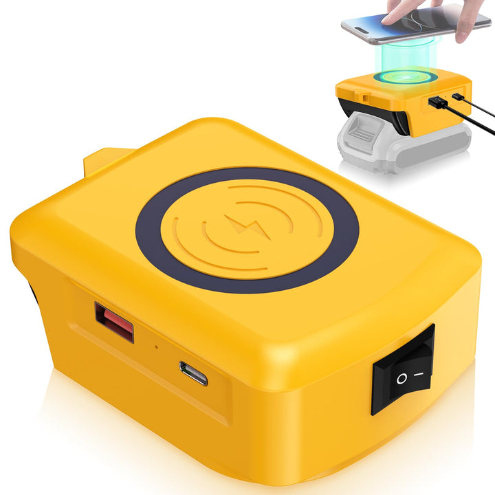 Kabelloses Tragbares Ladegerät für DeWalt 20V Li-Ionen Akku, 15W Schnell Telefon Ladegerät mit USB-B
