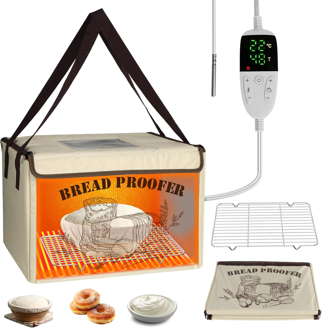 Brot Gärbox Sauerteig, Faltbare Gärbox mit Dreiseitige Oberflächen Heizung Temperaturregelung von 10