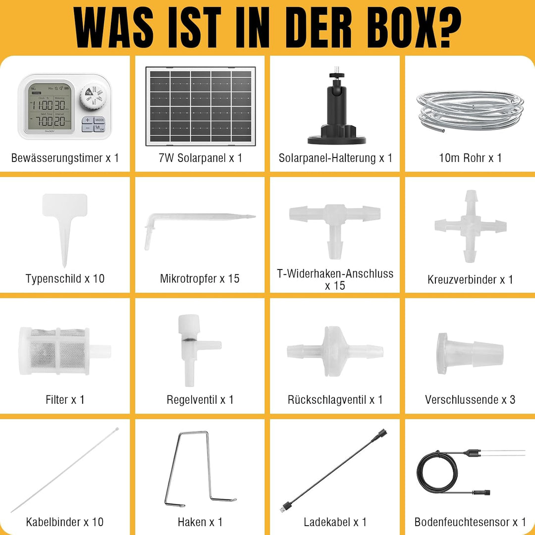 Raddy WS-7 Solar-Automatische Bewässerungssystem, IPX7-Wasserdichtigkeit, Bewässerung für 15 Topfpfl