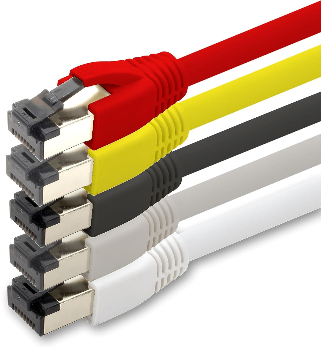 1aTTack.de 0,5m Cat 8 Netzwerkkabel CAT8 Kabel Farben Set - 5 Stück Cat.8 Lan 2000 Mhz 40 Gbit s 40G