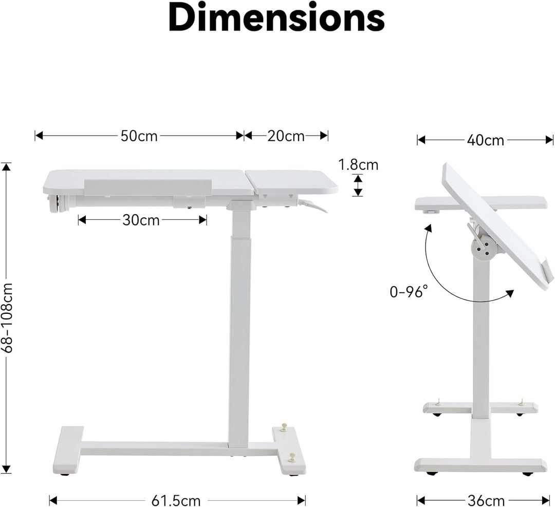 MUSSO AnyDesk-D5 Mobiler Steh-Sitz-Schreibtisch, höhenverstellbar 68-108cm, Laptoptisch mit Gasdruck