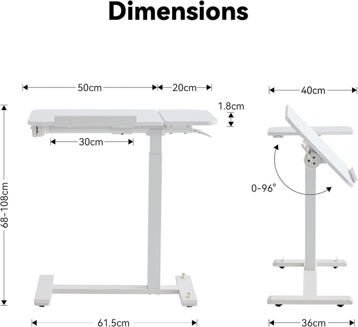 MUSSO AnyDesk-D5 Mobiler Steh-Sitz-Schreibtisch, höhenverstellbar 68-108cm, Laptoptisch mit Gasdruck