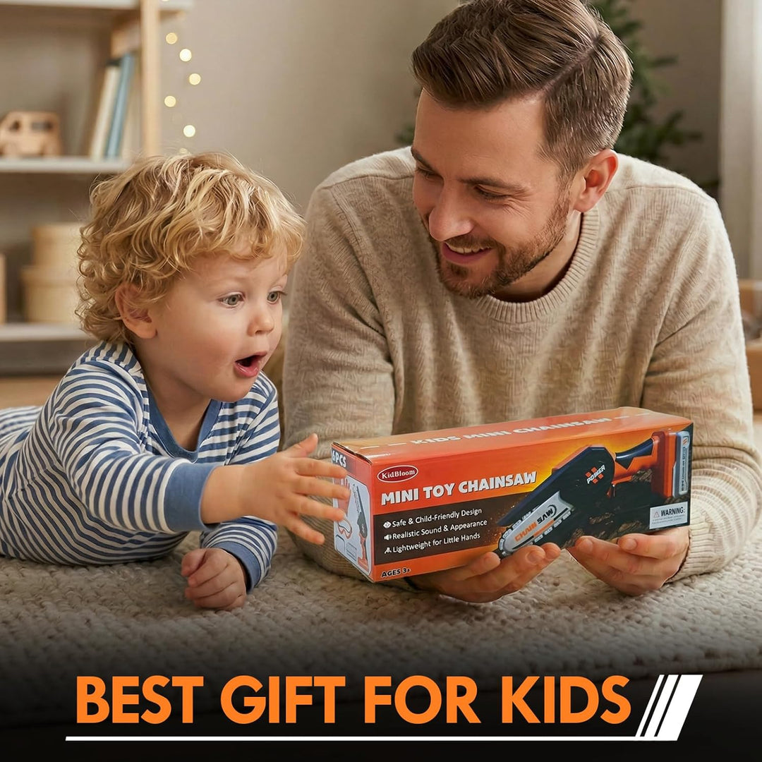 KidBloom Mini Kettensäge Kinder, Werkzeug Kinder mit Handschuhen und Schutzbrille, Geschenke Jungen