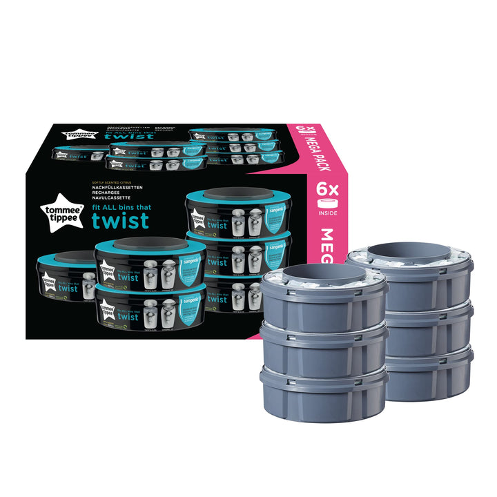 Tommee Tippee Windeleimer Nachfüllkassetten für Twist & Click und Sangenic TEC Windeleimersysteme, 6