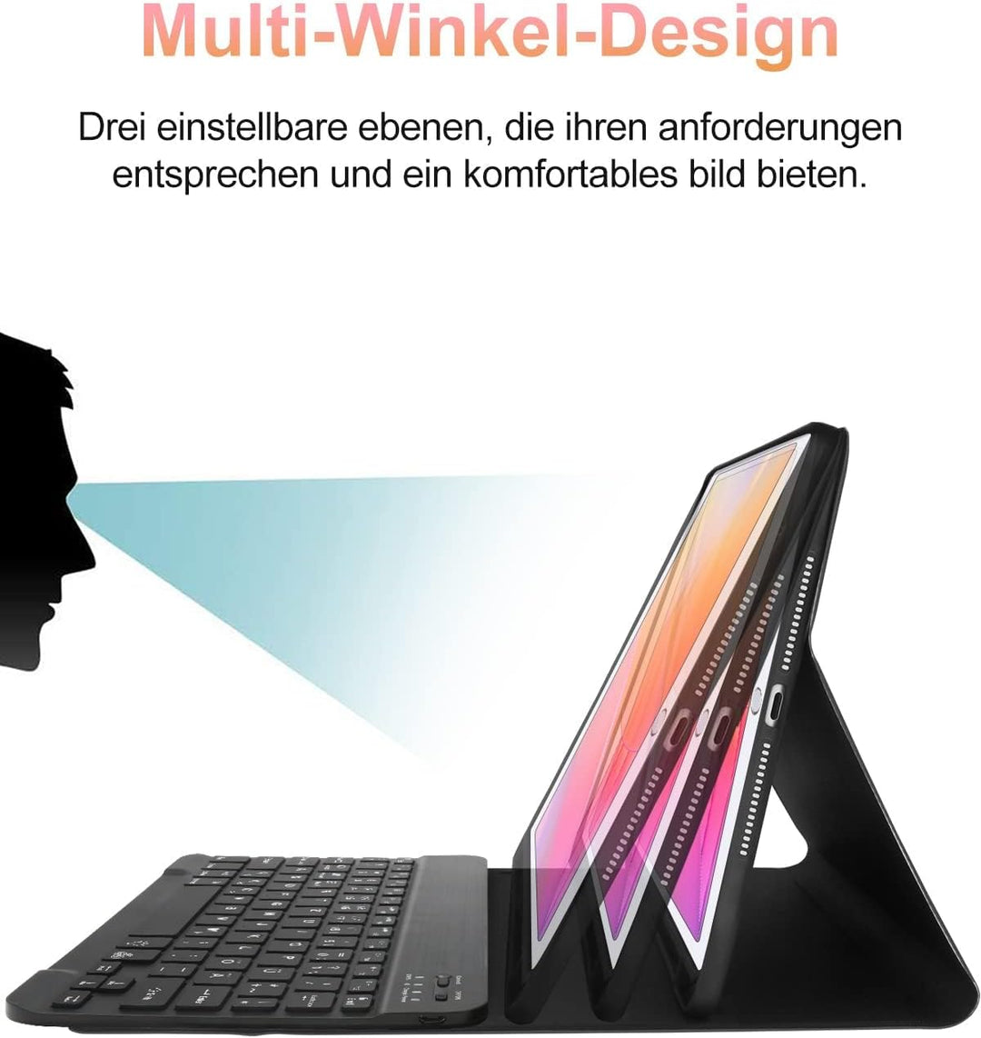 IVEOPPE Tastatur iPad 6. Generation - Tastatur Hülle für iPad 9.7, Magnetisch Abnehmbarer QWERTZ Blu