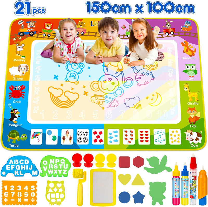 lenbest Spielzeug Kinderspielzeug ab 1 2 3 Jahre - 150×100cm Wasser Doodle Matte - Aqua Magic Doodle