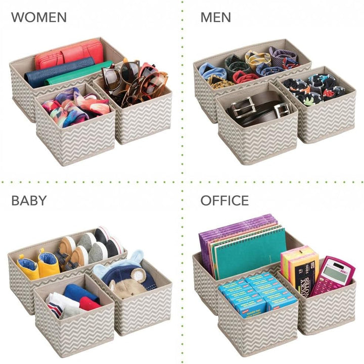 mDesign 6er-Set Stoffbox für Schrank oder Schublade – die ideale Aufbewahrungsbox für Wäsche, Gürtel