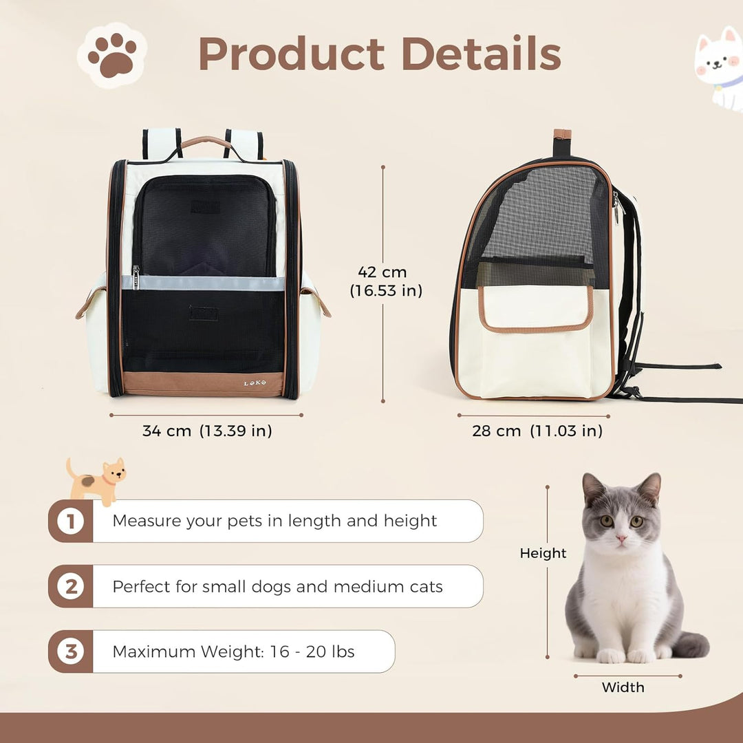 HundeRucksack und KatzenRucksack für Mittel/Kleine Haustiere(2-8KG), Haustier Rucksack mit Netzfenst