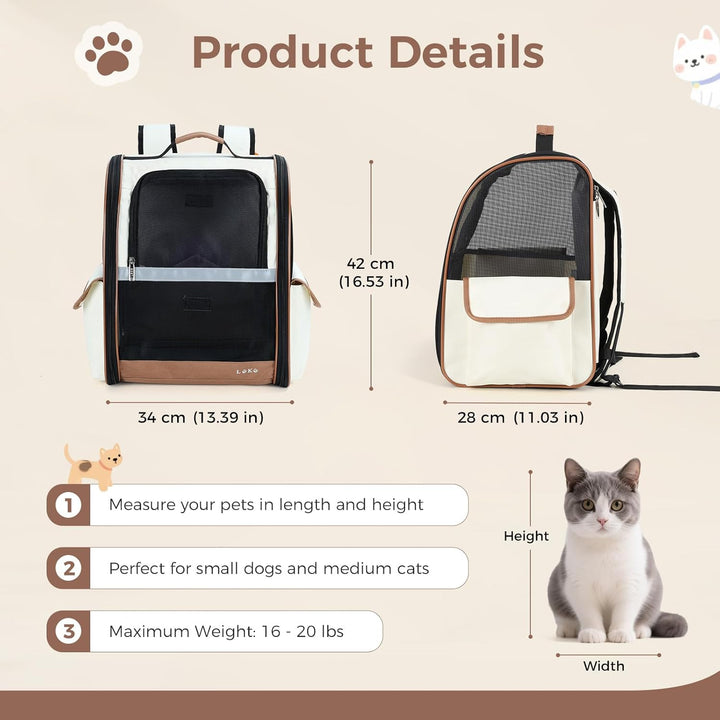 HundeRucksack und KatzenRucksack für Mittel/Kleine Haustiere(2-8KG), Haustier Rucksack mit Netzfenst