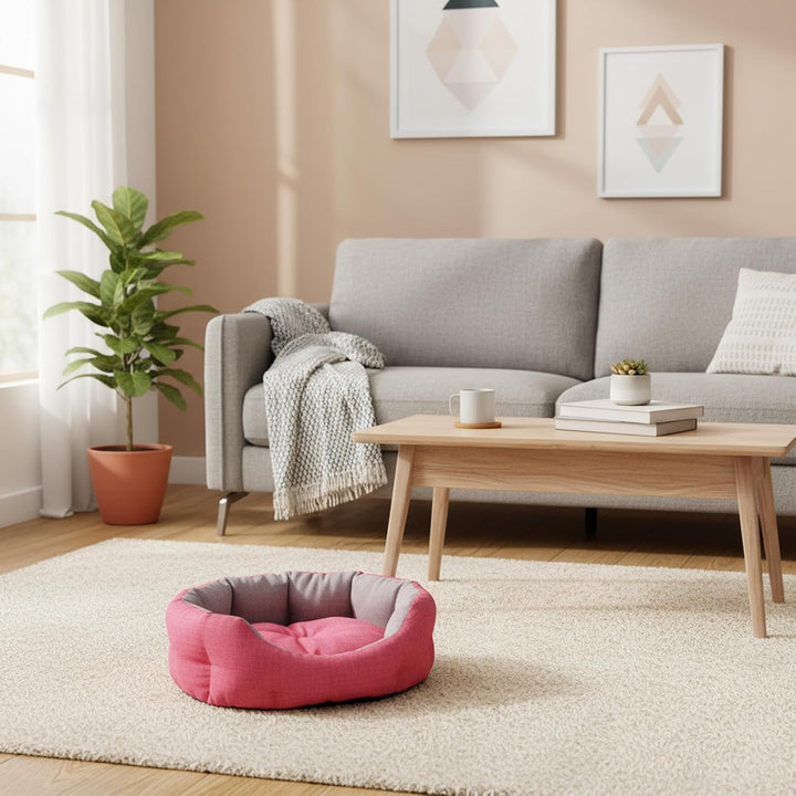 Baroni Home Hundebett aus Stoff, Grösse M, weiches rundes Hundematte für Hunde und Katzen, bequem, f
