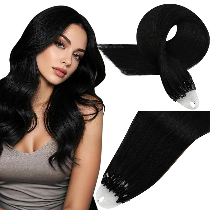 Easyouth Microring Extensions Schwarz Micro Ring Extensions Echthaar Remy Microring Haarverlangerung