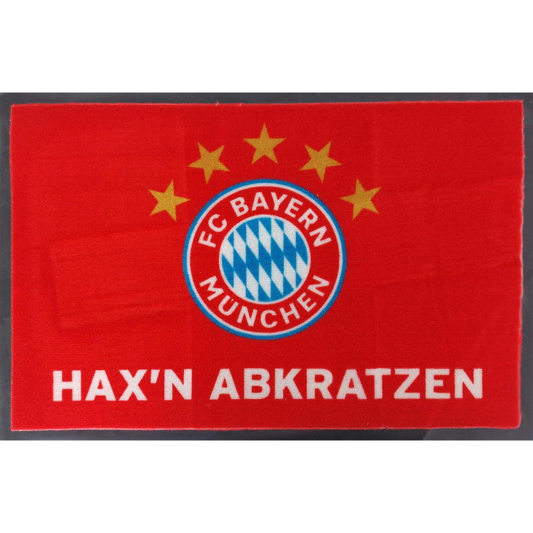 FC Bayern München Fussmatte Hax'n abkratz'n ! 60 cm x 40 cm Schmutzfangmatte mit Rutschfester PVC Un