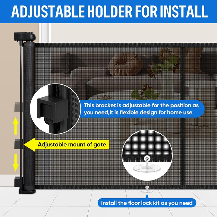 86x500cm Extra breites Türschutzgitter Ausziehbar, MYPIN Sicherheitstor Hundetor für Indoor-Wohnzimm