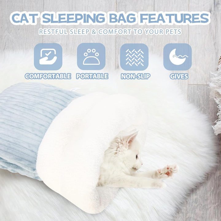 Katzenschlafsack,Gehanico Cat Sleeping Bag,Katzenschlafsack Katzenhöhle,Cat Winter Sleeping Bag,Blan