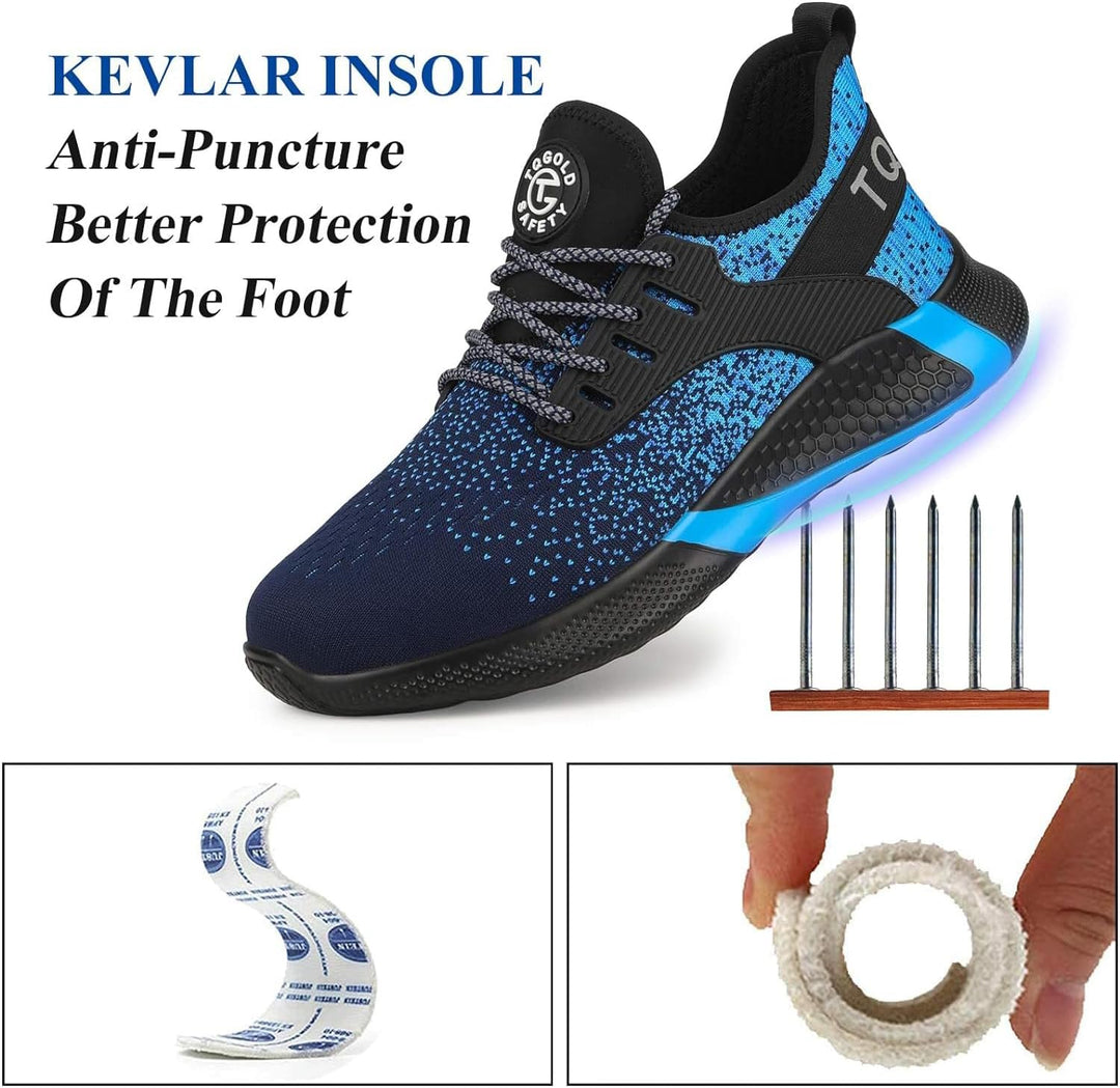 AONETIGER Sicherheitsschuhe Herren Damen Leicht Arbeitsschuhe Stahlkappe Sportlich Schutzschuhe Atmu
