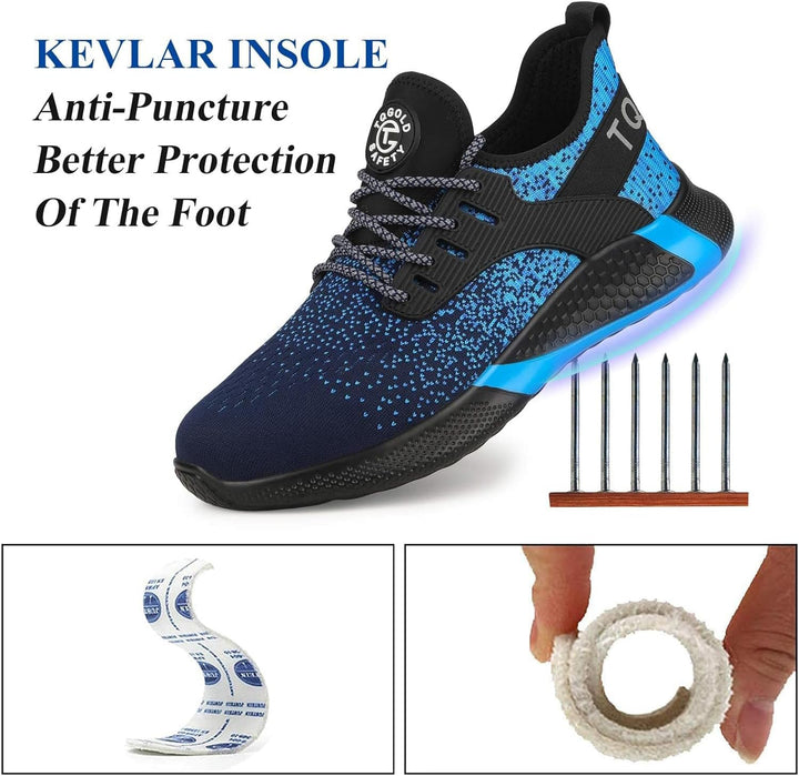 AONETIGER Sicherheitsschuhe Herren Damen Leicht Arbeitsschuhe Stahlkappe Sportlich Schutzschuhe Atmu