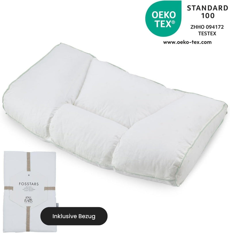 FOSSFLAKES Nordic Sleep by Chiropractic - Nackenstützkissen mit Bezug, die Ultimative Lösung für Nac