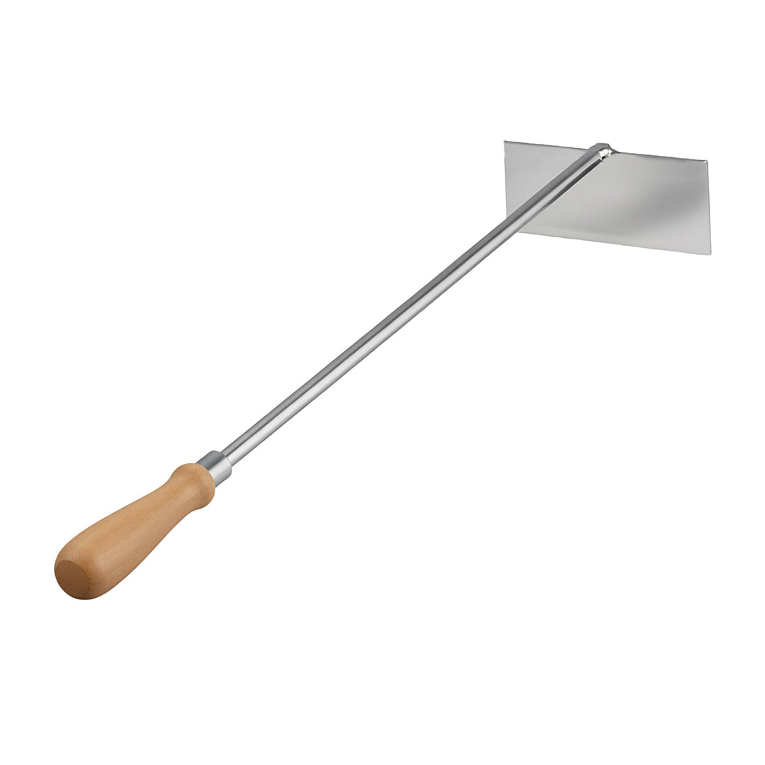 Relaxdays Aschekratzer, Edelstahl, Holzgriff, 58,5 cm lang, Ascheschieber für Kamin & Ofen, Aschehak