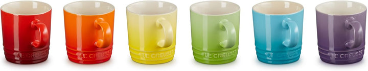 Le Creuset 6er-Set Espressotassen aus Steinzeug, 100 ml, Regenbogen, 79114108359030 Rainbow 100 ml 6