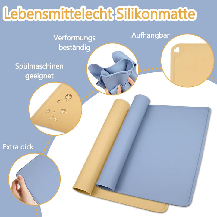 2 Stück Malunterlage für Kinder, mit Magnetischer Absorptionsclip, Schreibtischunterlage Silikonmatt