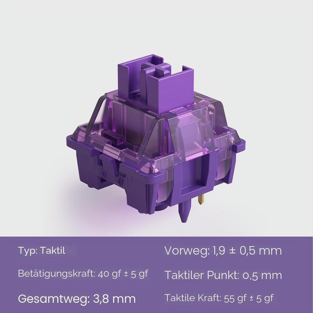 Akko V3 Pro Violett Schalter für Gaming-Tastatur, taktile Schalter, 5-Pin 40gf, staubdichter Schaft,