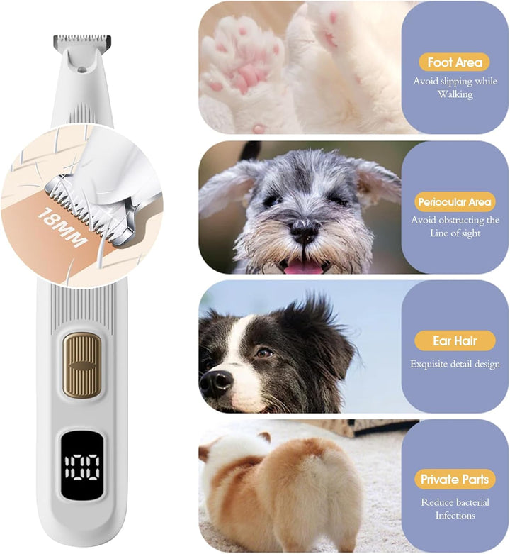 Pfotentrimmer für Hunde mit LED-Licht,USB Wiederaufladbar Hundeschermaschine Paw Trim Pro für Hunde