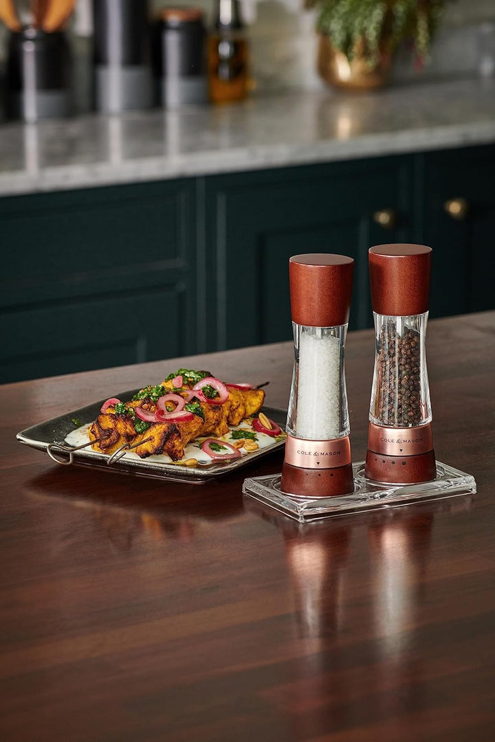 Cole &amp; Mason H332296 Derwent Kastanie Roségold Salz und Pfeffermühle,2er Set Manuell mit einstellbar