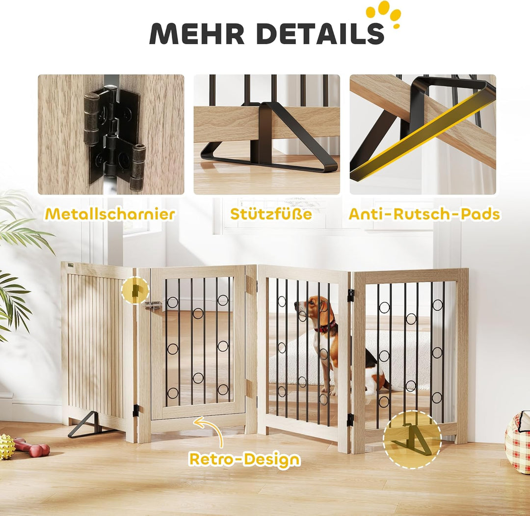 PawHut Absperrgitter Hund Freistehendes Schutzgitter, HxB: 70 x 205 cm Faltbares Hundegitter mit 2 S