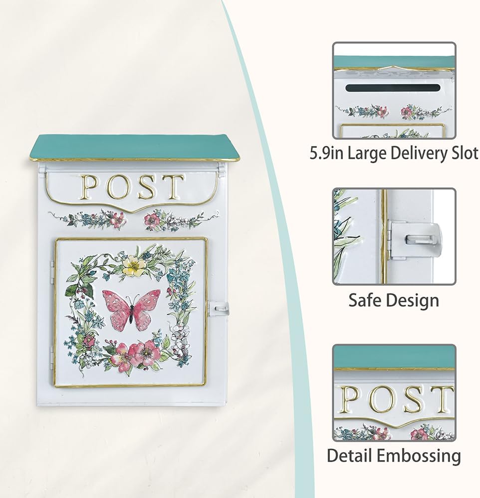 Briefkasten Vintage Shabby Briefkasten Anthrazit Retro Postkasten Landhausstil Metall Wandbriefkaste