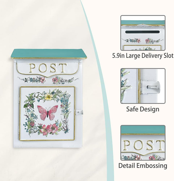Briefkasten Vintage Shabby Briefkasten Anthrazit Retro Postkasten Landhausstil Metall Wandbriefkaste