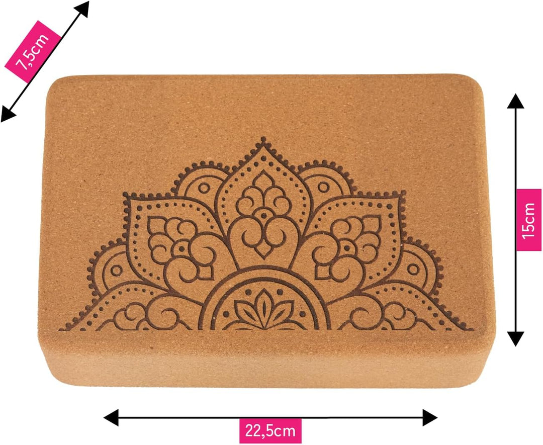 Yoga Block "natural touch" aus Kork/mittlere Grösse/abgerundete Ecken/Klassisches Yogahilfsmittel bz