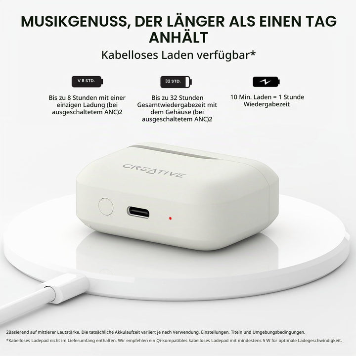 CREATIVE Zen Air Plus Leichte, echte kabellose In-Ears mit Bluetooth LE-Audio, hybrider aktiver Gerä
