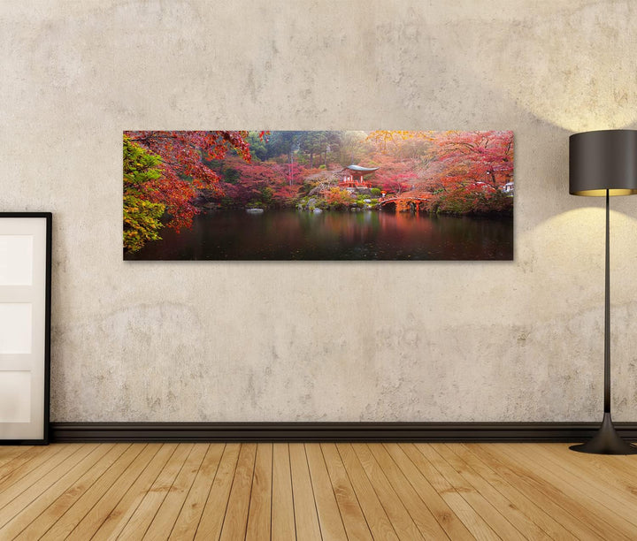 islandburner Bild auf Leinwand Daigo Ji Tempel Herbst Panorama Blick Bunt Ahornbäume Kyoto Japan Bil