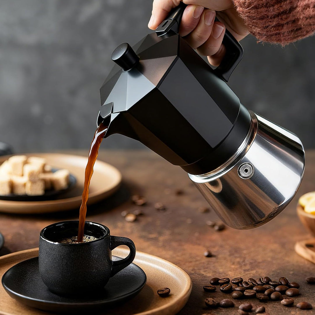 VINATO Neuer Espressokocher Induktion, Moka-Kanne 6 Tassen, Italienische Kaffeekocher, Kaffeekocher