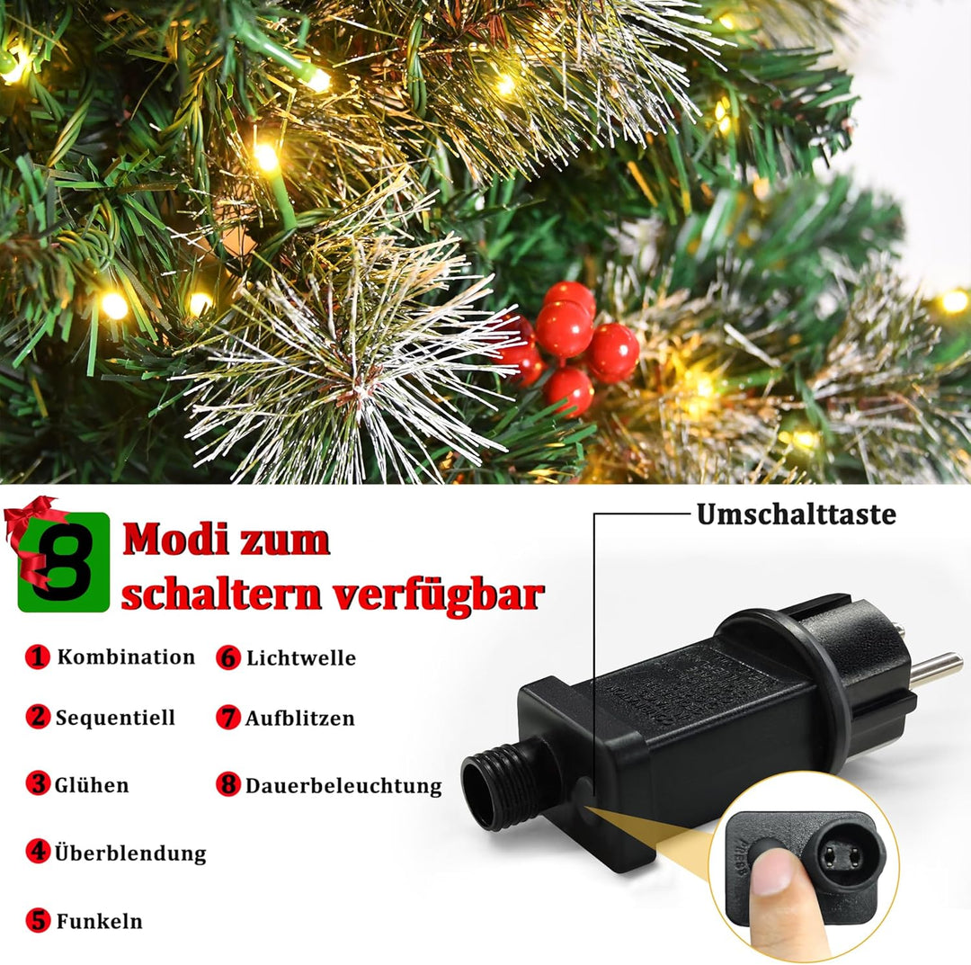Aufun Künstlicher Weihnachtsbaum Tannenbaum mit Beleuchtung 260 LED warm-weiss inkl. Metallständer 4