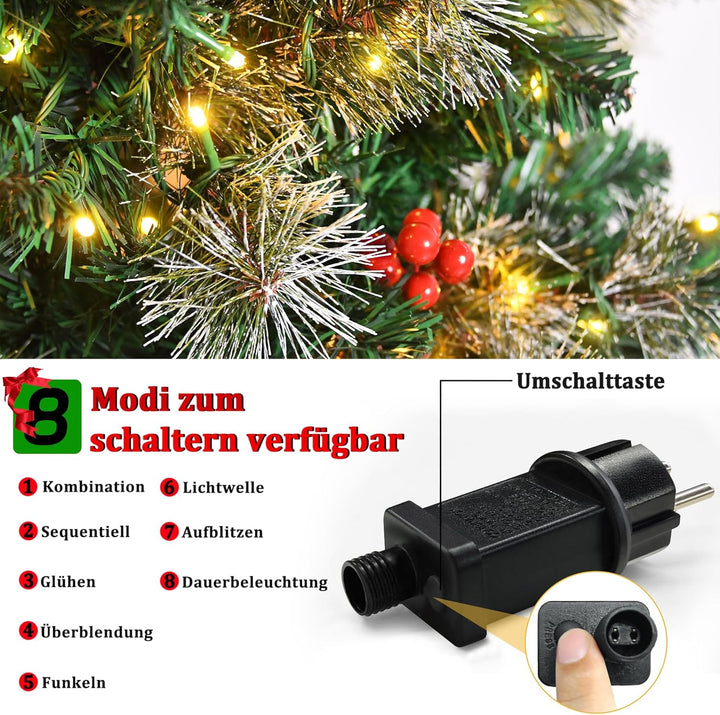 Aufun Künstlicher Weihnachtsbaum Tannenbaum mit Beleuchtung 260 LED warm-weiss inkl. Metallständer 4