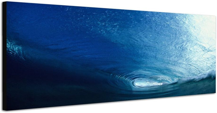 Paul Sinus Art Panoramabild auf Leinwand und Keilrahmen 150x50cm Meer Wasser Strudel