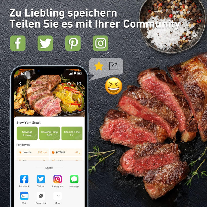 KitchenBoss Sous Vide Stick Garer：WiFi Präzisionskocher App-Steuerung Sous Vide Stab 1100W Zirkulati