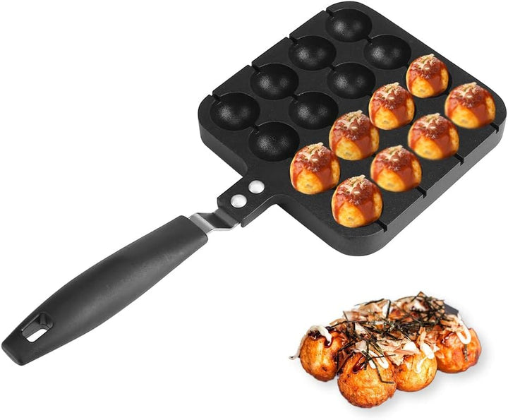 Natudeco 16-Loch-Gusseisen-Takoyaki-Pfanne Gusseisen-Pfanne Antihaft-Takoyaki-Pfanne Kochform Tablet