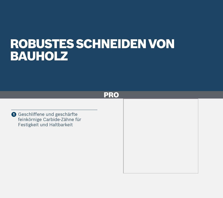 Bosch 1x PRO Construction Wood Kreissägeblatt für Netz-Handkreissägen (für Bauholz mit Mörtel und Nä