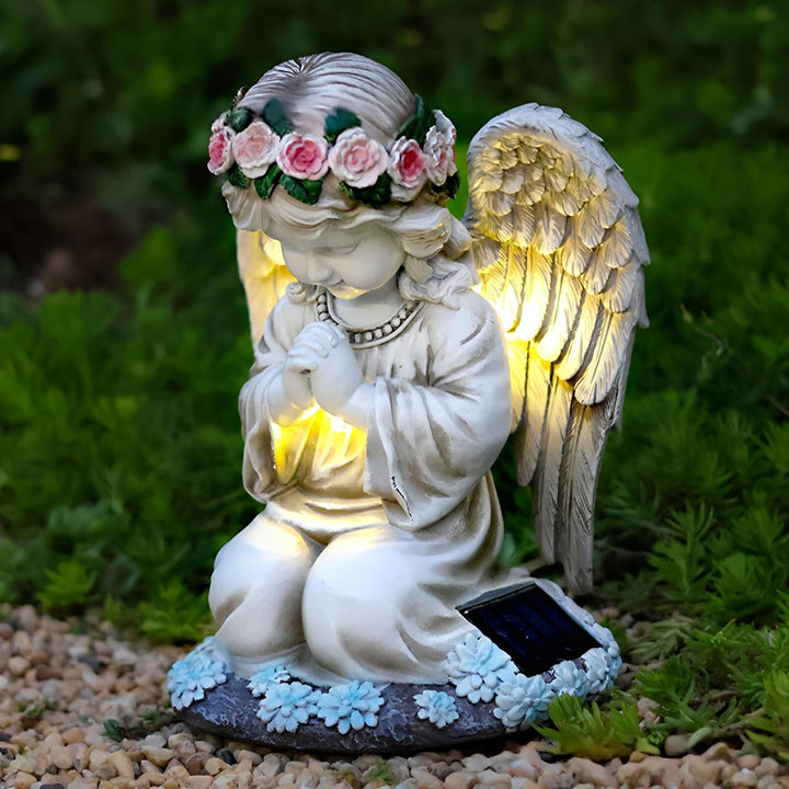 Solar Engel Gartenfiguren, Grablichter, LED Fairy Engel Figur, Gebetsengel Solarleuchte 6~12Stunden,