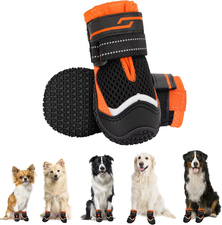 Eyein Hundeschuhe Pfotenschutz, 2 Stück atmungsaktiv Hundeschuhe mit Rutschfester Sohle und reflekti