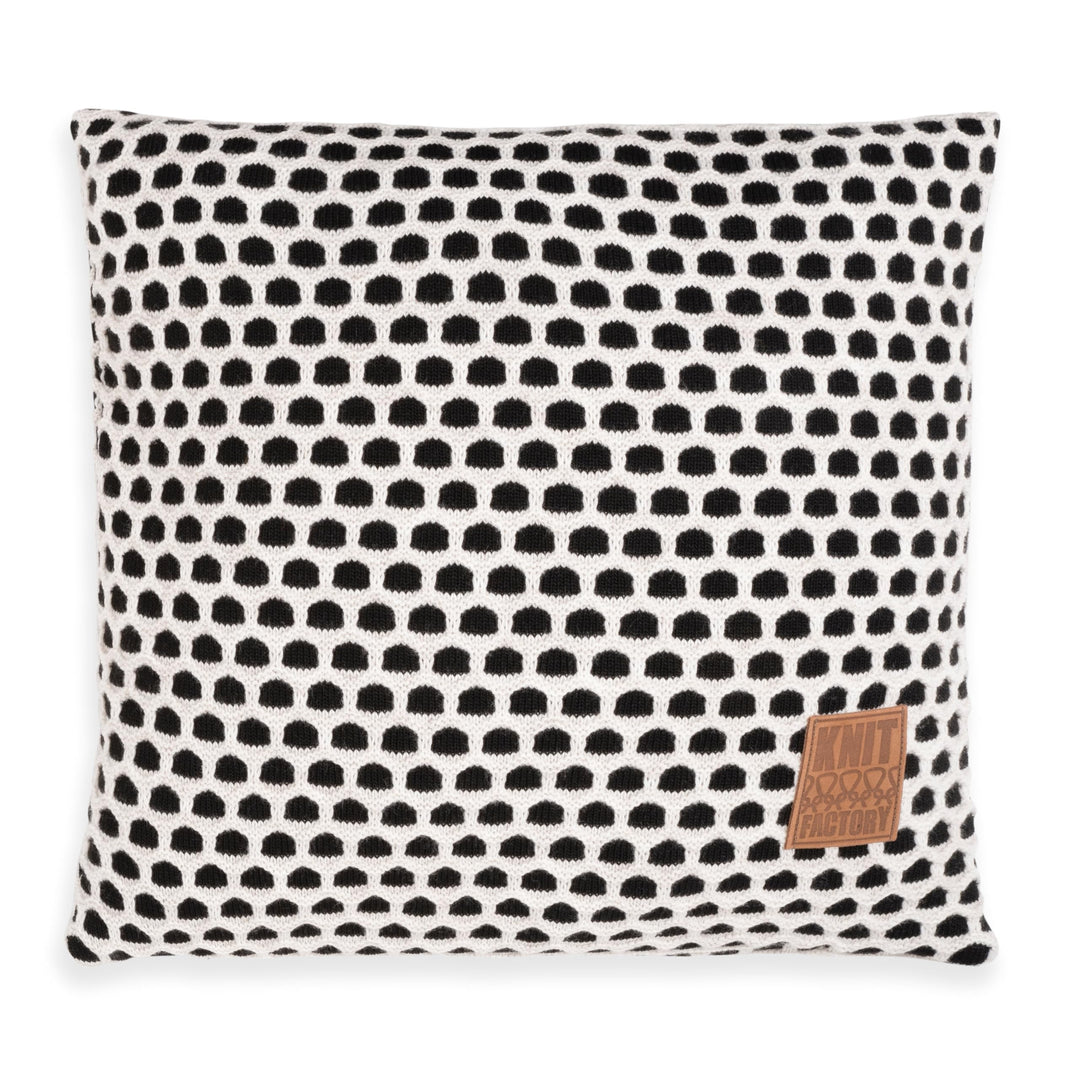 KNIT FACTORY - Mila Kissen - Schwarz/Beige - 50x50 cm 50x50 cm Schwarz/Beige, 50x50 cm Schwarz/Beige