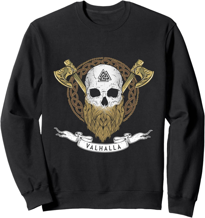 Wikinger Schädel Walhalla Viking Skull Bart Beard Valhalla Sweatshirt