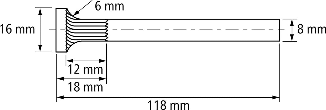 PFERD HM-Frässtift, Radiusfrässtift mit konkaver Form, Spezialzahnung (SP), Frässtift-ø 16mm, Schaft