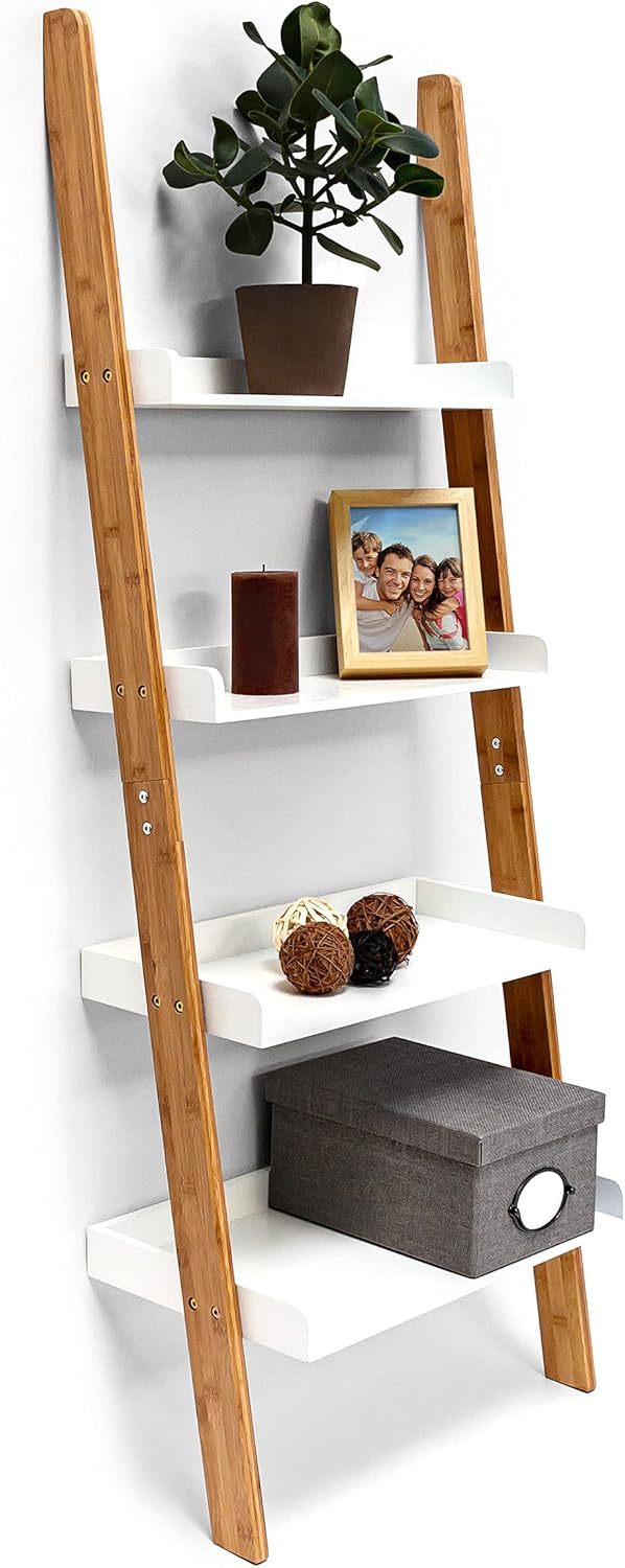 Relaxdays, 4 Regale , Leiterregal, Weiss, 144 x 56 x 34 cm Single, Single