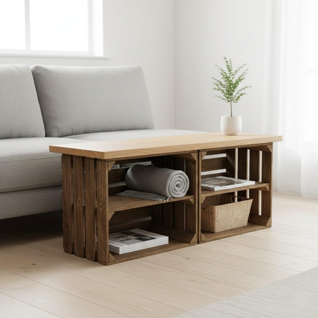 Teramico Holzkisten Obstkisten Weinkisten geflammt dunkel 50 x 40 x 30cm in tollen Set-Angeboten als