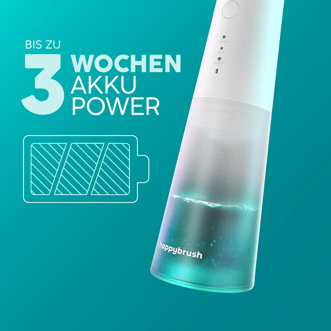 happybrush® Munddusche weiss - TESTSIEGER* – 100 Tage testen - Kabelloser Water Flosser für Zahnrein