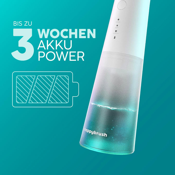 happybrush® Munddusche weiss - TESTSIEGER* – 100 Tage testen - Kabelloser Water Flosser für Zahnrein