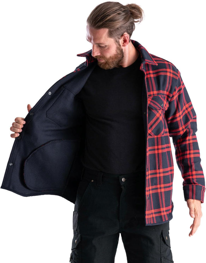 Hemdjacke Milan - Kariertes Arbeitshemd aus Bio-Baumwolle - Hemd im Holzfäller-Look - rot/blau, 56-5